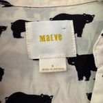 Anthropologie  Maeve Woodland Walk Black Bear Print Shirt size 6 Photo 7