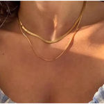 Boutique 3mm Gold Herringbone Necklace | Gold Plated‎ Sterling Silver Photo 7