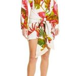 Farm Rio Spring Forest Long Sleeve Linen Blend Tie Waist Mini Dress Size Small Photo 0