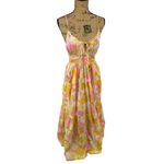 Billabong Sunset Dream Maxi Dress V Neck Strappy Tiered Skirt Boho Beach‎ LG Photo 2