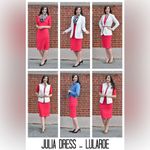 LuLaRoe Julia Bodycon Midi Dress Size XS Gray Stripe Short Elbow Sleeve Photo 6