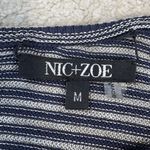 Nic+Zoe This Is Living Navy Blue White Long Sleeve Knit Top Size M Photo 3