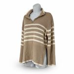 Rails  Sweater Tessa 1/4 Zip Striped Rib Knit Wool Blend Cream Neutral Size M Photo 4