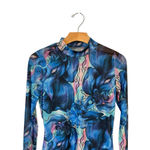 Mini Dress Sheer Bodycon Womens Size Medium Blue Floral Cocktail Lingerie NWT Photo 1