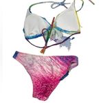 Triangle bikini rainbow tie dye multicolor bikini medium NWT Blue Photo 1
