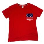 VICTORIAS SECRET PINK 2016 PATRIOTIC AMERICAN FLAG PINK CAMPUS POCKET TEE SMALL Red Photo 2