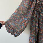 For Love & Lemons  Brittany Ditsy Blue Black Floral Long Sleeve Midi Dress NWT XL Photo 5