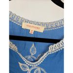 Solitaire Embroidered Floral Sky Blue Intricate Flowy Boho Garden Party Spring Blouse M Photo 5