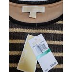 Michael Kors Size LP (Large Petite) Metallic Gold Stripes on Black Long Sleeve B Photo 5