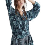 Free People Dance 'Till Dawn Floral Long Sleeve Open Back Romper Sz Large NWOT Photo 0