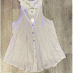 Mystree  Cream Sheer Tank Boutique New Button Up Small Photo 0