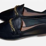 Topshop Black Leather Loafers with Gold Chain Photo 0