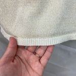 Loft women's cream gold metallic thick knit v-neck sweater tank top stretch S Photo 6