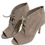 Maje  peep toe tan lace up suede heels Photo 0