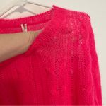 Anthropologie  ANTHRO Posey Stitchy Distressed Sweater Neon Pink Oversized WOOL Photo 8