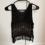 Forever 21 Black paisley boho crochet festival top Size Small Photo 8