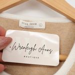 Miss Love Beaded Button Knit Vest Tank Top Size L Beige Cream Trim Sleeveless Photo 2