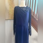 JS Collections JS collection Elegant Navy Blue Lace Sleeve Maxi 14 Evening Formal Dress Photo 5