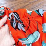 Diane Von Furstenberg DVF • Flutter Sleeve Cinched Waist Dress mesh midi Asher Vermillion floral print Photo 6