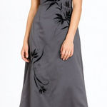 Kay Unger  Dark Charcoal Gray Beaded Floral Formal Dress Size 6 Photo 0