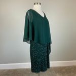 JKara Sequined Chiffon Caped Mini Sheath Cocktail Party Dress Green Size 6 Photo 1
