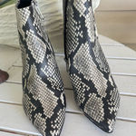 Circus by Sam Edelman  Black and White Snake Print Heeled Boots Photo 0
