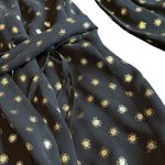 Figue Caroline Metallic Wrap Dress Black Gold Kimono Wide Sleeves Size Small Photo 6