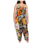 Floral Jumpsuit Wide Leg Square Neck Sleeveless Casual Lounge Women Plus Size 2X Green Photo 8