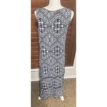 Tribal Femme Maxi Dress sz M navy white tassel sleeveless boho resort cruise Blue Size M Photo 4