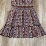 Ramy Brook  Zig-Zag Cami Knit Ruffle Mini Dress Size 6 Soho Multi Photo 4