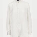 Polo  Ralph Lauren 100% Silk Shirt Striped Band-Collar, Size XS NWT Retail $265 Photo 4