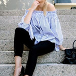 ✨2xHP✨Shirred Off The Shoulder Tie Cuff Blouse✨ White Size M Photo 0