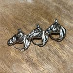 Head Three Horse  Equestrian Sterling Silver Pin Brooch Photo 1