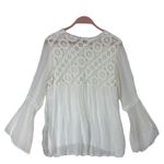 Vintage Bellambra Italy White Lace Bell Sleeve 100% Silk Blouse Top Womens M y2k Size M Photo 2