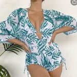 Awesome semi sheer shorts style romper coverup with matching bikini top!… White Size L Photo 0