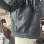 Open Road Black Leather Fringe Jacket size 8 Photo 14