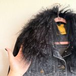 Anna Irion Black Mongolian Lamb Trim Collar & Cuff Gray Denim Jacket size Medium Photo 12