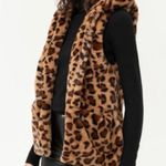 Leopard Animal Print Faux Fur Hooded Vest Size M Photo 2