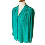 Vtg 80s green dressy blouse Size 14 Photo 1