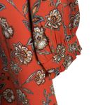 Loft Rust Orange Floral Print Long Sleeve A-Line Button Front Mock Neck Dress 12 Photo 4