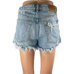 ZARA  Women's Blue High Waist Distressed Raw Hem Mini Cutoff Denim Jeans Shorts 4 Photo 2