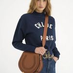 Chloé Chloe Marcie Medium Grained Leather Saddle Crossbody Bag Tan Photo 1