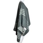 BB Dakota Reversible Poncho Gray Striped Blanket Wrap Cozy Boho Photo 1