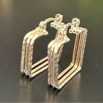 Vintage Signed 925 MEX Sterling Silver Triple Hollow Tube Square Hoop Earrings Photo 5