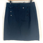 Ralph Lauren Lauren Sailor A line Skirt Womens 8 Navy Cotton Preppy Lace-Up Back Photo 0