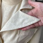 Vintage 70s Off White Cream Maxi Dress Point Collar Blazer Floral Jaquard Size M Photo 7