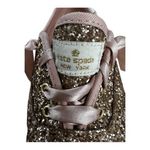 Keds Kate Spade Rose Gold pink Glitter Sneakers Size 7 Satin Laces Women Tie Photo 6
