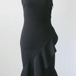 Vestique Black High-Low Flare Ruffle Sleeveless Fitted Summer Dress Small Photo 0