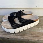 Birkenstock Papillio Arizona Platform Black Suede Slide Sandals Size 41 L10 M8 Photo 3