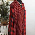 Cato Women Top XL Plaid Long Sleeve Front Henley Collared Y2K Dark Academia Photo 1